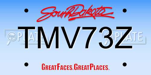 TMV73Z South Dakota License Plate
