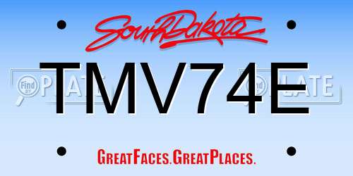 TMV74E South Dakota License Plate