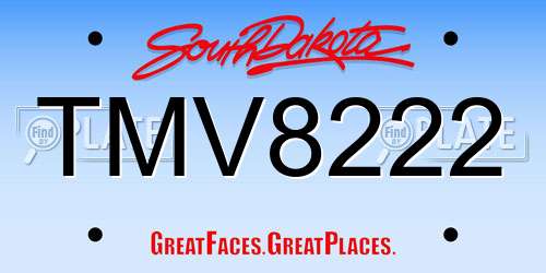 TMV8222 South Dakota License Plate