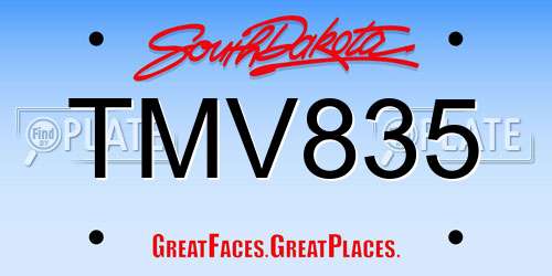 TMV835 South Dakota License Plate