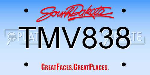 TMV838 South Dakota License Plate