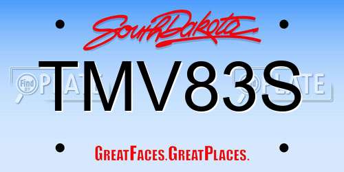 TMV83S South Dakota License Plate