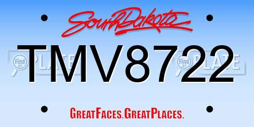 TMV8722 South Dakota License Plate