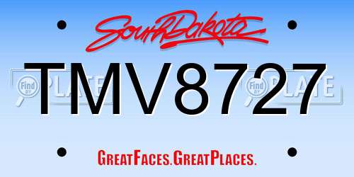 TMV8727 South Dakota License Plate