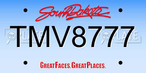 TMV8777 South Dakota License Plate