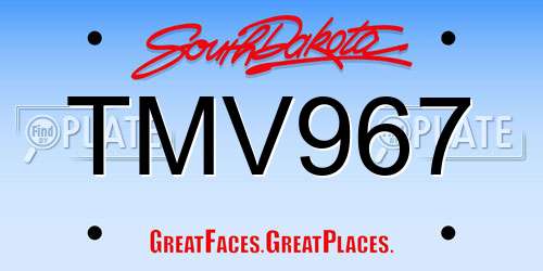 TMV967 South Dakota License Plate