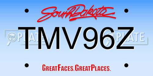 TMV96Z South Dakota License Plate