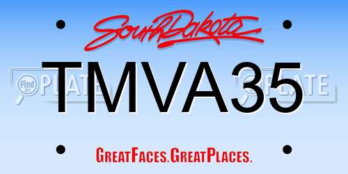 TMVA35 South Dakota License Plate