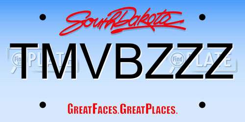 TMVBZZZ South Dakota License Plate