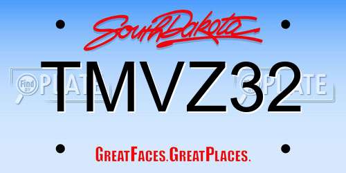 TMVZ32 South Dakota License Plate