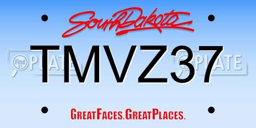TMVZ37 South Dakota License Plate