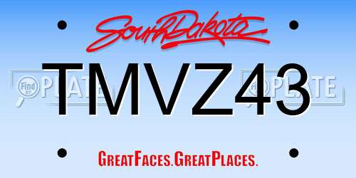 TMVZ43 South Dakota License Plate