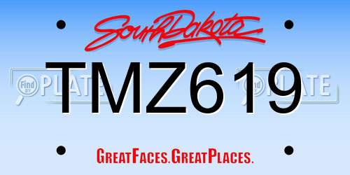 TMZ619 South Dakota License Plate
