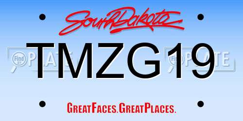 TMZG19 South Dakota License Plate