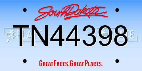 TN44398 South Dakota License Plate