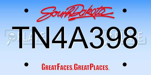 TN4A398 South Dakota License Plate