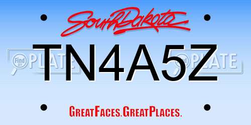 TN4A5Z South Dakota License Plate