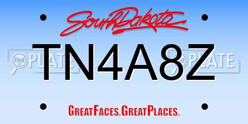TN4A8Z South Dakota License Plate