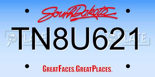 TN8U621 South Dakota License Plate