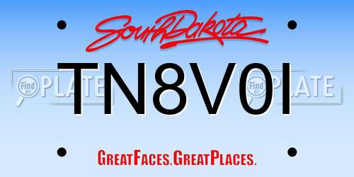 TN8V0I South Dakota License Plate
