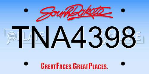 TNA4398 South Dakota License Plate