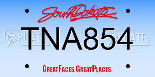 TNA854 South Dakota License Plate