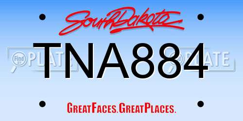 TNA884 South Dakota License Plate