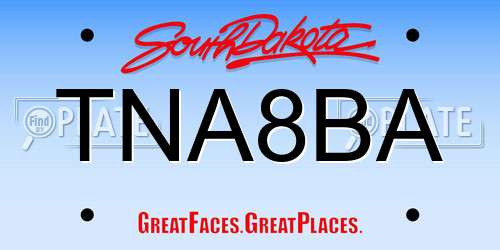TNA8BA South Dakota License Plate