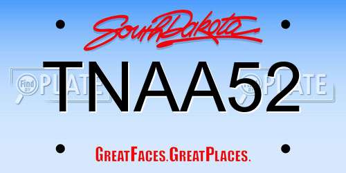 TNAA52 South Dakota License Plate