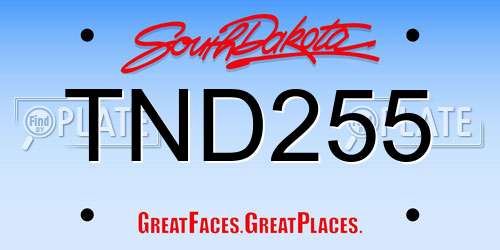 TND255 South Dakota License Plate