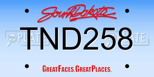 TND258 South Dakota License Plate