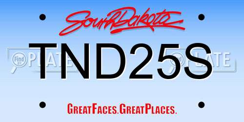 TND25S South Dakota License Plate