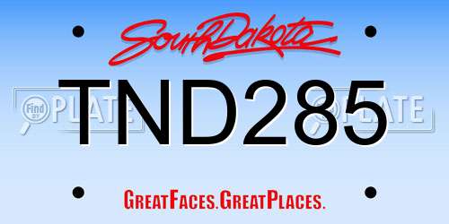 TND285 South Dakota License Plate