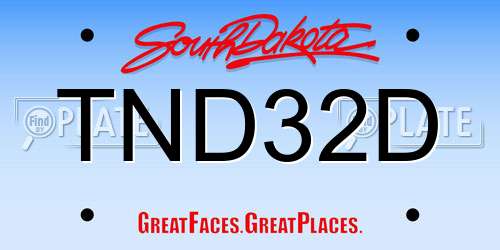 TND32D South Dakota License Plate