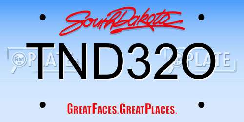TND32O South Dakota License Plate