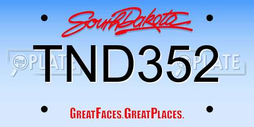 TND352 South Dakota License Plate