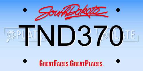 TND370 South Dakota License Plate