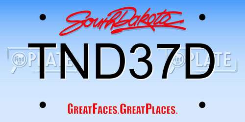 TND37D South Dakota License Plate