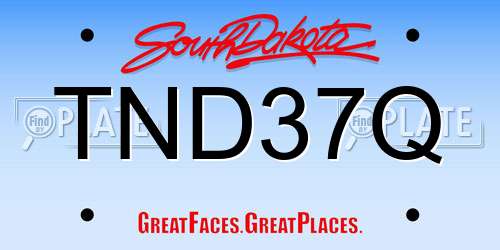 TND37Q South Dakota License Plate