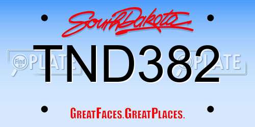 TND382 South Dakota License Plate