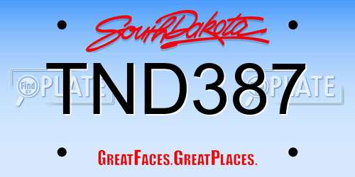 TND387 South Dakota License Plate
