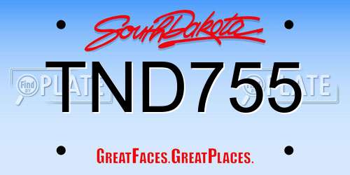 TND755 South Dakota License Plate