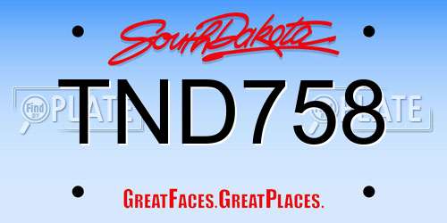TND758 South Dakota License Plate