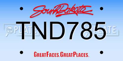 TND785 South Dakota License Plate
