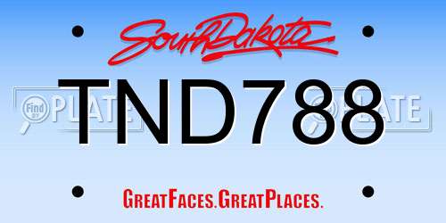 TND788 South Dakota License Plate