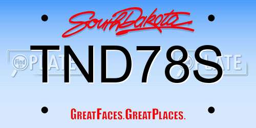 TND78S South Dakota License Plate