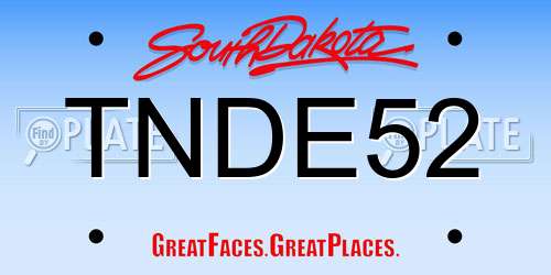 TNDE52 South Dakota License Plate