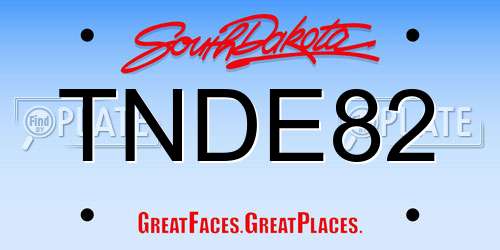 TNDE82 South Dakota License Plate