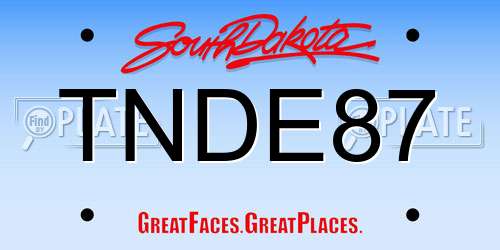 TNDE87 South Dakota License Plate