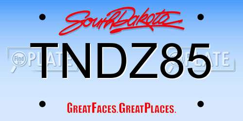 TNDZ85 South Dakota License Plate